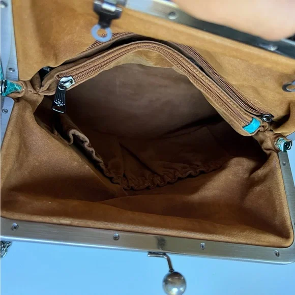 Patricia Nash Laureana Leather Kiss-lock Hand/Crossbody Bag With Chain P823311 - Picture 14 of 16